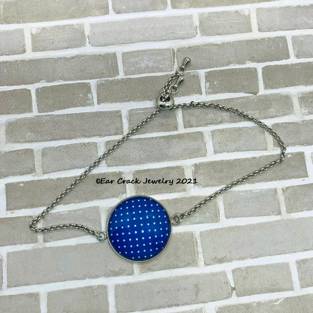 Handmade - Adjustable Stainless Steel Polka Dot Metal Bracelet